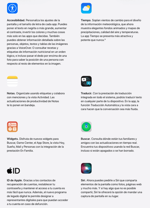 Otras novedades de última actualización iPhone